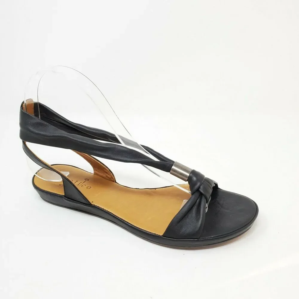 Raquel By Coclico Napa Black Strappy Ankle Strap Open Toe Sandals 37.5
